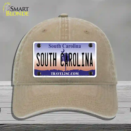 South Carolina Novelty License Plate Hat Unconstructed Cotton / Khaki