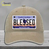 Blessed South Carolina Novelty License Plate Hat Unconstructed Cotton / Khaki