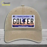 Golfer South Carolina Novelty License Plate Hat Unconstructed Cotton / Khaki