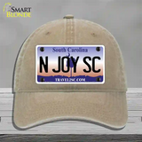 N Joy SC South Carolina Novelty License Plate Hat Unconstructed Cotton / Khaki