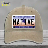 Native South Carolina Novelty License Plate Hat Unconstructed Cotton / Khaki