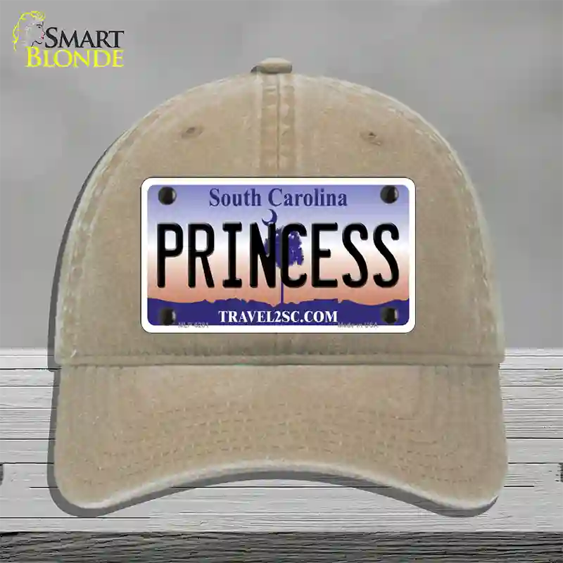 Princess South Carolina Novelty License Plate Hat Unconstructed Cotton / Khaki