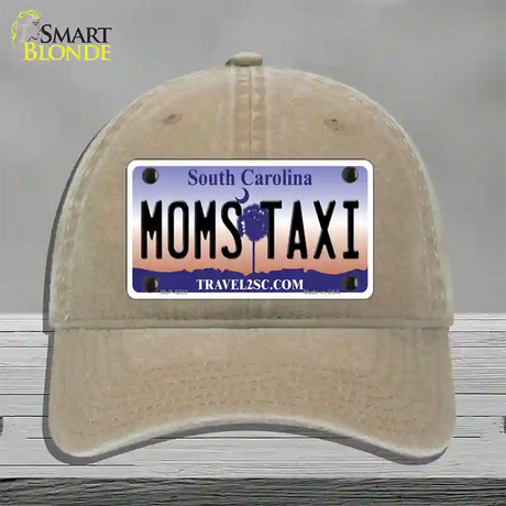 Moms Taxi South Carolina Novelty License Plate Hat Unconstructed Cotton / Khaki