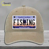 Fishing South Carolina Novelty License Plate Hat Unconstructed Cotton / Khaki