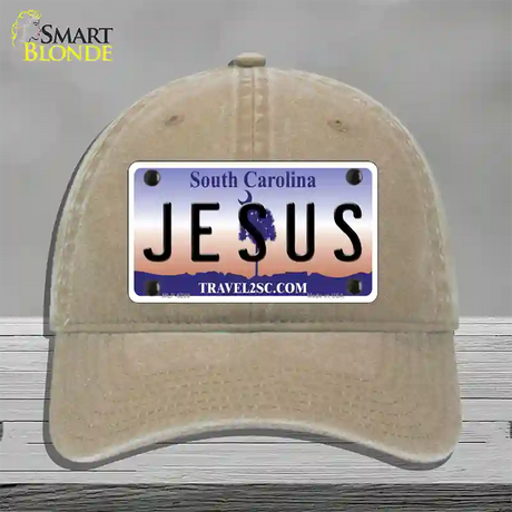 Jesus South Carolina Novelty License Plate Hat Unconstructed Cotton / Khaki