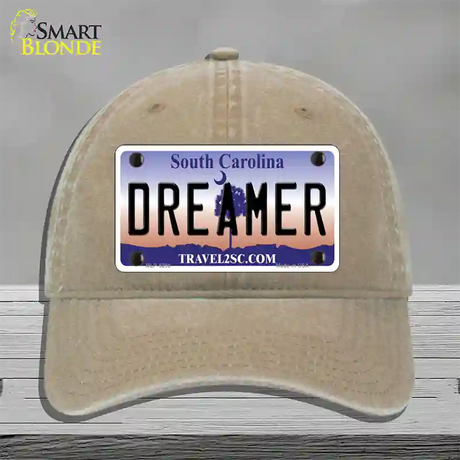 Dreamer South Carolina Novelty License Plate Hat Unconstructed Cotton / Khaki