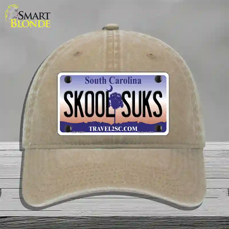 Skool Suks South Carolina Novelty License Plate Hat Unconstructed Cotton / Khaki