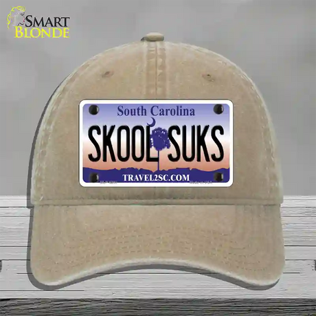 Skool Suks South Carolina Novelty License Plate Hat Unconstructed Cotton / Khaki