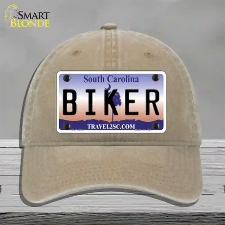 Biker South Carolina Novelty License Plate Hat Unconstructed Cotton / Khaki