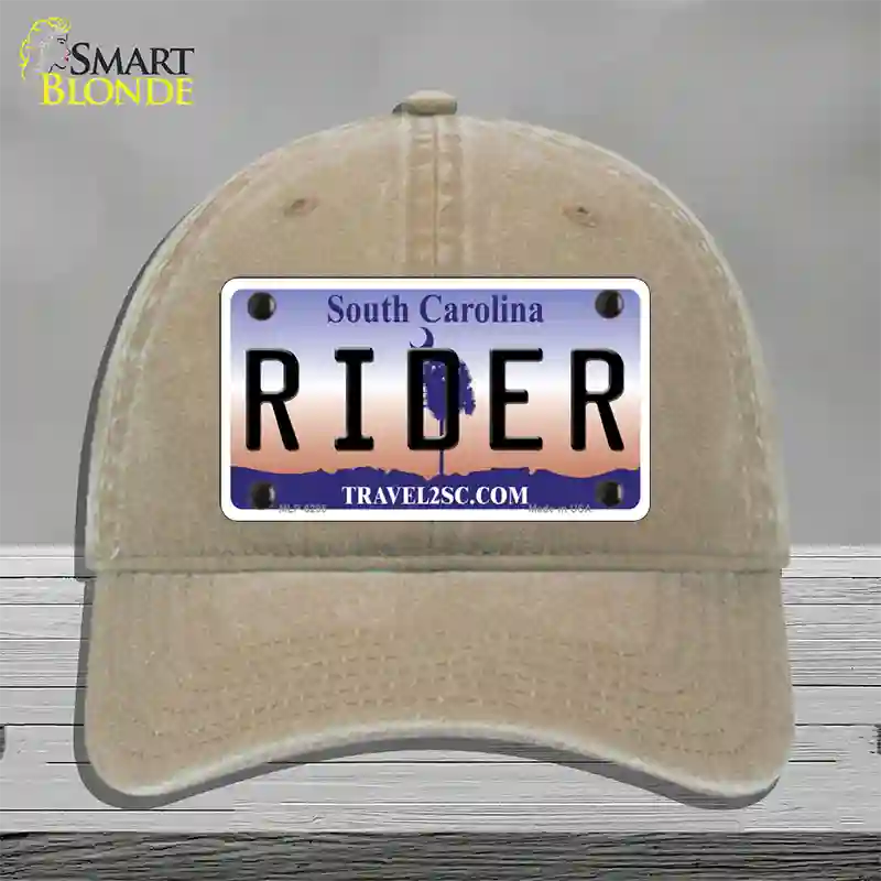 Rider South Carolina Novelty License Plate Hat Unconstructed Cotton / Khaki