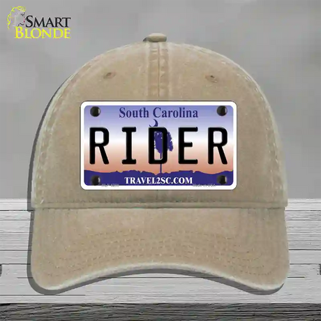 Rider South Carolina Novelty License Plate Hat Unconstructed Cotton / Khaki