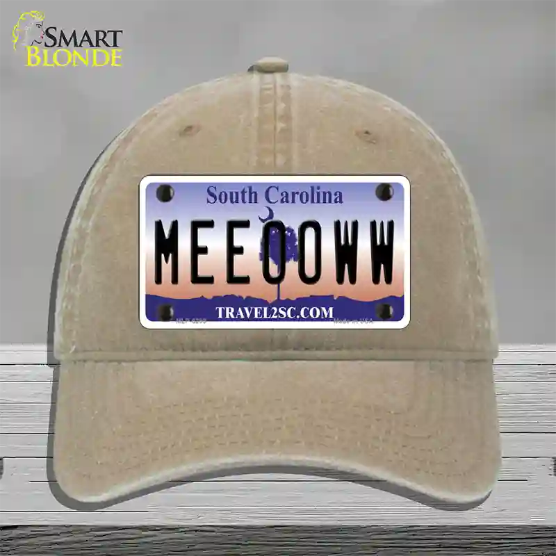 Meeooww South Carolina Novelty License Plate Hat Unconstructed Cotton / Khaki