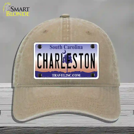 Charleston South Carolina Novelty License Plate Hat Unconstructed Cotton / Khaki