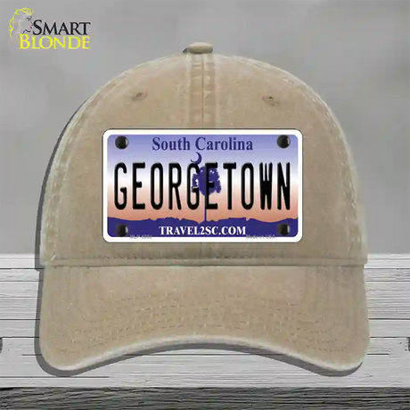 Georgetown South Carolina Novelty License Plate Hat Unconstructed Cotton / Khaki