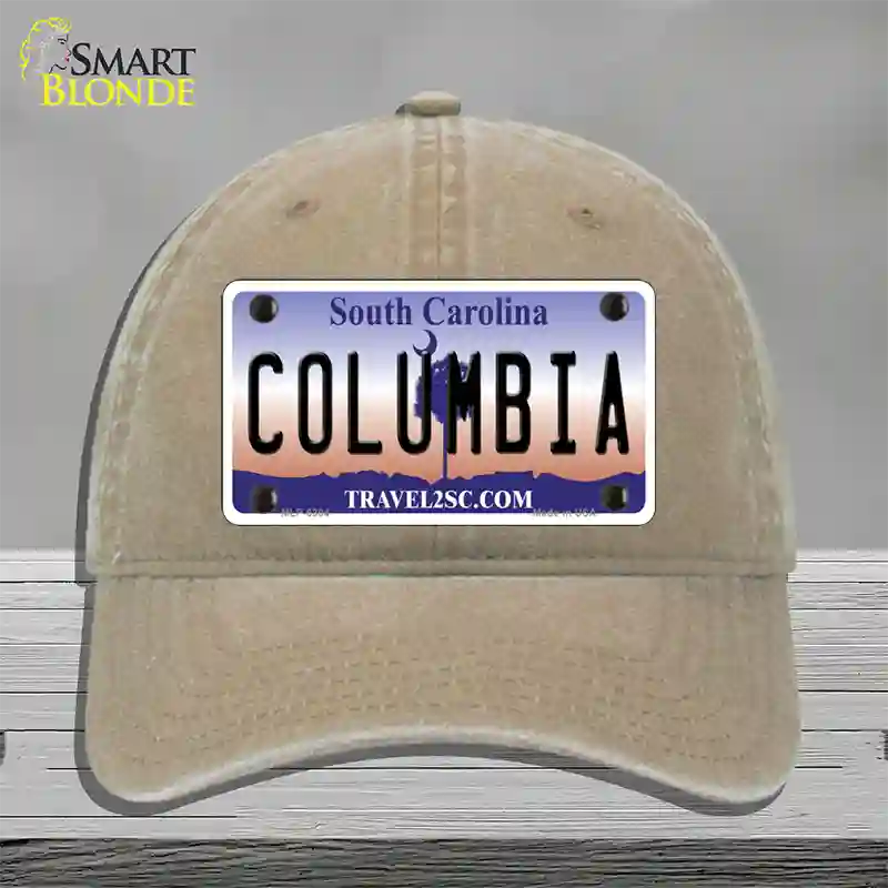 Columbia South Carolina Novelty License Plate Hat Unconstructed Cotton / Khaki