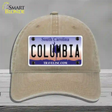 Columbia South Carolina Novelty License Plate Hat Unconstructed Cotton / Khaki