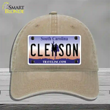 Clemson South Carolina Novelty License Plate Hat Unconstructed Cotton / Khaki