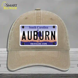 Auburn South Carolina Novelty License Plate Hat Unconstructed Cotton / Khaki