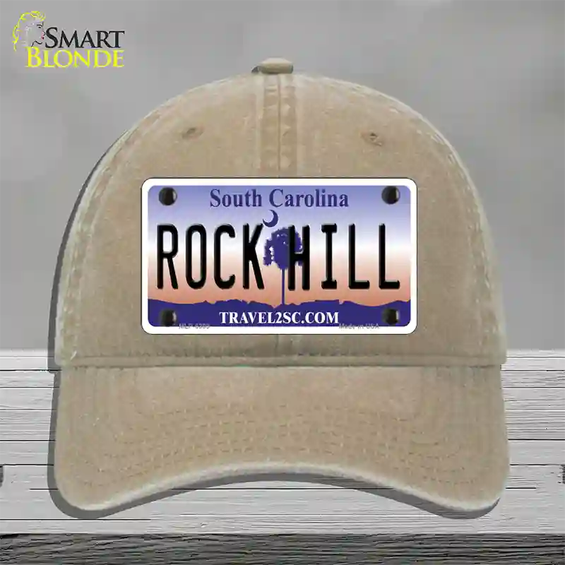 Rock Hill South Carolina Novelty License Plate Hat Unconstructed Cotton / Khaki