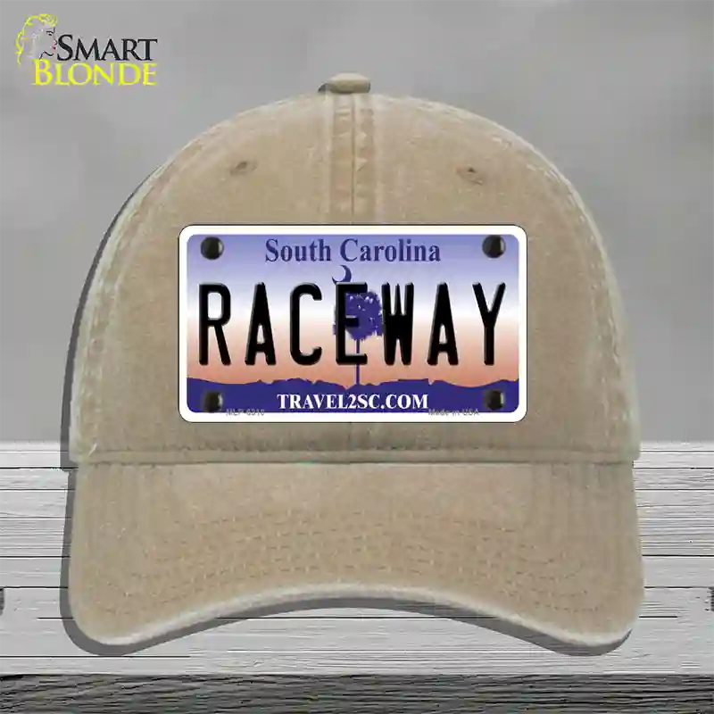 Raceway South Carolina Novelty License Plate Hat Unconstructed Cotton / Khaki