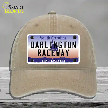 Darlington Raceway South Carolina Novelty License Plate Hat Unconstructed Cotton / Khaki