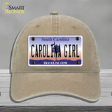 Carolina Girl South Carolina Novelty License Plate Hat Unconstructed Cotton / Khaki