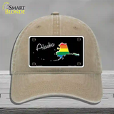 Alaska Rainbow Novelty License Plate Hat Unconstructed Cotton / Khaki