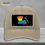 Louisiana Rainbow Novelty License Plate Hat Unconstructed Cotton / Khaki