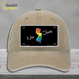 New Jersey Rainbow Novelty License Plate Hat Unconstructed Cotton / Khaki