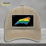 North Carolina Rainbow Novelty License Plate Hat Unconstructed Cotton / Khaki