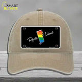 Rhode Island Rainbow Novelty License Plate Hat Unconstructed Cotton / Khaki