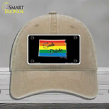 South Dakota Rainbow Novelty License Plate Hat Unconstructed Cotton / Khaki