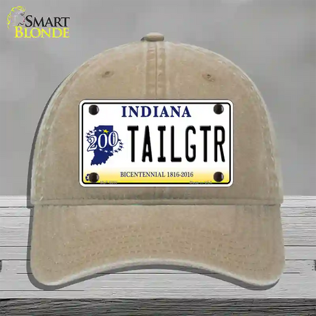 Tailgtr Indiana Bicentennial Novelty License Plate Hat Unconstructed Cotton / Khaki