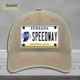 Speedway Indiana Novelty License Plate Hat Unconstructed Cotton / Khaki