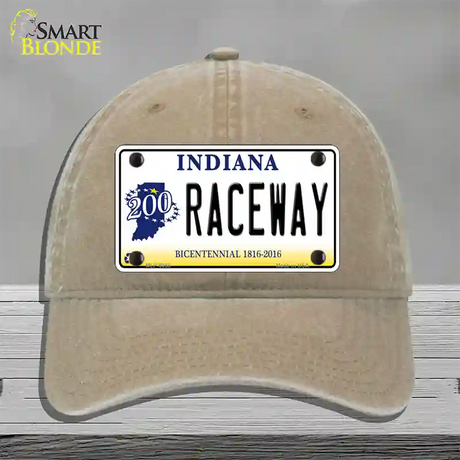 Raceway Indiana Novelty License Plate Hat Unconstructed Cotton / Khaki