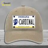 Cardinal Indiana Novelty License Plate Hat Unconstructed Cotton / Khaki