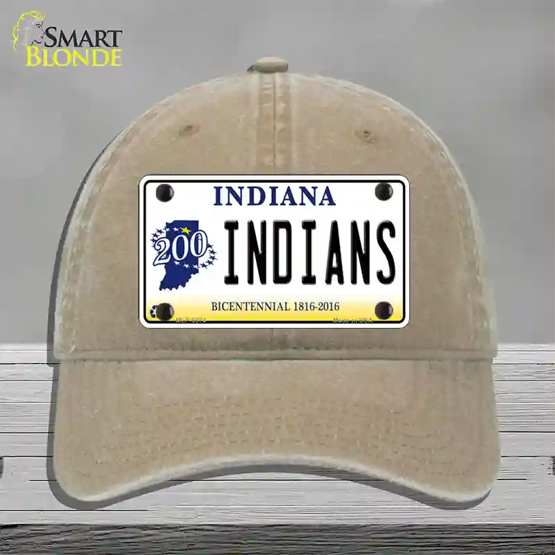 Indians Indiana Novelty License Plate Hat Unconstructed Cotton / Khaki