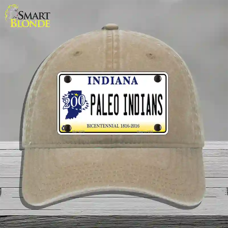 Paleo Indians Indiana Novelty License Plate Hat Unconstructed Cotton / Khaki