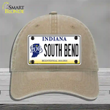 South Bend Indiana Novelty License Plate Hat Unconstructed Cotton / Khaki