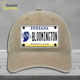 Bloomington Indiana Novelty License Plate Hat Unconstructed Cotton / Khaki