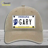 Gary Indiana Novelty License Plate Hat Unconstructed Cotton / Khaki