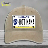 Hot Mama Indiana Novelty License Plate Hat Unconstructed Cotton / Khaki