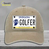 Golfer Indiana Novelty License Plate Hat Unconstructed Cotton / Khaki