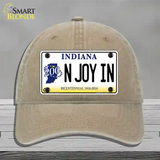 N Joy Indiana Novelty License Plate Hat Unconstructed Cotton / Khaki