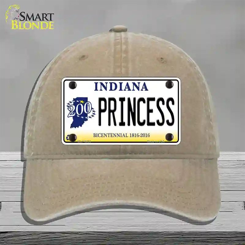 Princess Indiana Novelty License Plate Hat Unconstructed Cotton / Khaki