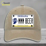 MMM Beer Indiana Novelty License Plate Hat Unconstructed Cotton / Khaki