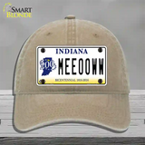 Meeooww Indiana Novelty License Plate Hat Unconstructed Cotton / Khaki