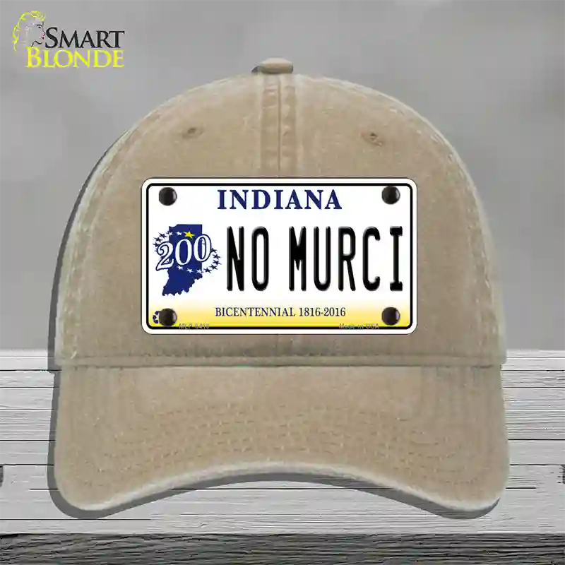 No Murci Indiana Novelty License Plate Hat Unconstructed Cotton / Khaki