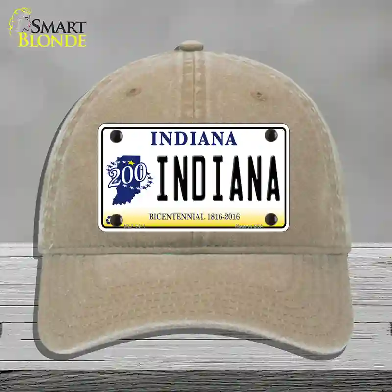 Indiana Novelty License Plate Hat Unconstructed Cotton / Khaki