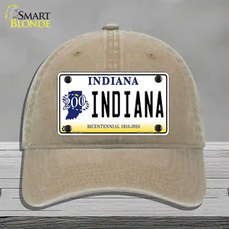 Indiana Novelty License Plate Hat Unconstructed Cotton / Khaki